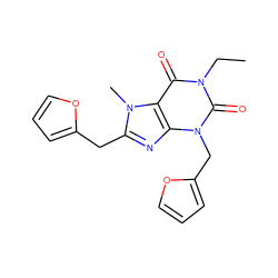 CCn1c(=O)c2c(nc(Cc3ccco3)n2C)n(Cc2ccco2)c1=O ZINC000045348949