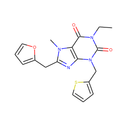 CCn1c(=O)c2c(nc(Cc3ccco3)n2C)n(Cc2cccs2)c1=O ZINC000045355211