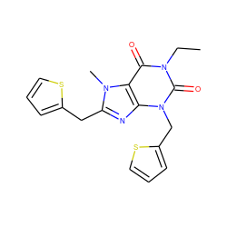 CCn1c(=O)c2c(nc(Cc3cccs3)n2C)n(Cc2cccs2)c1=O ZINC000045385214