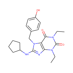 CCn1c(=O)c2c(nc(NC3CCCC3)n2Cc2ccc(O)cc2)n(CC)c1=O ZINC000012360818