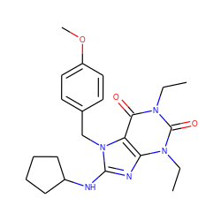 CCn1c(=O)c2c(nc(NC3CCCC3)n2Cc2ccc(OC)cc2)n(CC)c1=O ZINC000013860292