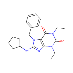 CCn1c(=O)c2c(nc(NC3CCCC3)n2Cc2ccccc2)n(CC)c1=O ZINC000013860291