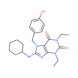 CCn1c(=O)c2c(nc(NC3CCCCC3)n2Cc2ccc(O)cc2)n(CC)c1=O ZINC000013860281