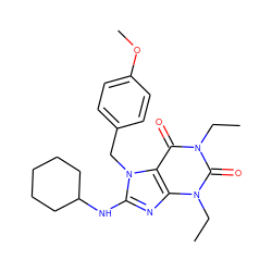 CCn1c(=O)c2c(nc(NC3CCCCC3)n2Cc2ccc(OC)cc2)n(CC)c1=O ZINC000013860280