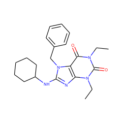 CCn1c(=O)c2c(nc(NC3CCCCC3)n2Cc2ccccc2)n(CC)c1=O ZINC000004199925