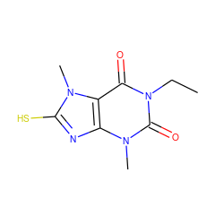 CCn1c(=O)c2c(nc(S)n2C)n(C)c1=O ZINC000101210980