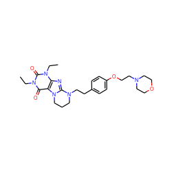 CCn1c(=O)c2c(nc3n2CCCN3CCc2ccc(OCCN3CCOCC3)cc2)n(CC)c1=O ZINC000653831393