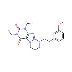 CCn1c(=O)c2c(nc3n2CCCN3CCc2cccc(OC)c2)n(CC)c1=O ZINC000103249910