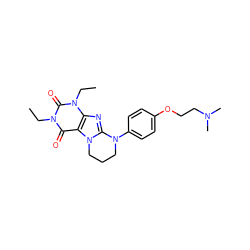 CCn1c(=O)c2c(nc3n2CCCN3c2ccc(OCCN(C)C)cc2)n(CC)c1=O ZINC000653838810