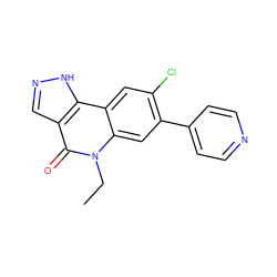 CCn1c(=O)c2cn[nH]c2c2cc(Cl)c(-c3ccncc3)cc21 ZINC000220098160