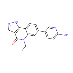 CCn1c(=O)c2cn[nH]c2c2ccc(-c3ccc(N)nc3)cc21 ZINC000205029160