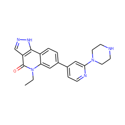 CCn1c(=O)c2cn[nH]c2c2ccc(-c3ccnc(N4CCNCC4)c3)cc21 ZINC000205099532