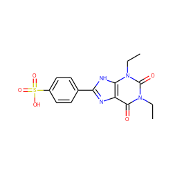 CCn1c(=O)c2nc(-c3ccc(S(=O)(=O)O)cc3)[nH]c2n(CC)c1=O ZINC000026016888