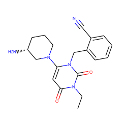 CCn1c(=O)cc(N2CCC[C@@H](N)C2)n(Cc2ccccc2C#N)c1=O ZINC000036423519