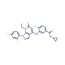 CCn1c(=O)cc(Nc2cc(C(=O)NC3CC3)ccc2Cl)c2cnn(-c3ccc(F)cc3F)c21 ZINC000043019073