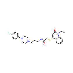 CCn1c(=O)cc(SCC(=O)NCCCN2CCN(c3ccc(F)cc3)CC2)c2ccccc21 ZINC000004034949