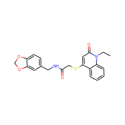 CCn1c(=O)cc(SCC(=O)NCc2ccc3c(c2)OCO3)c2ccccc21 ZINC000004079714