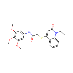 CCn1c(=O)cc(SCC(=O)Nc2cc(OC)c(OC)c(OC)c2)c2ccccc21 ZINC000008680389