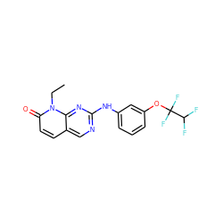 CCn1c(=O)ccc2cnc(Nc3cccc(OC(F)(F)C(F)F)c3)nc21 ZINC000013835407