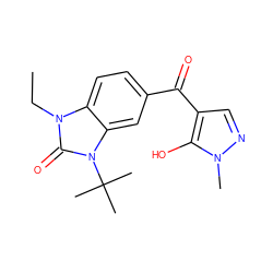 CCn1c(=O)n(C(C)(C)C)c2cc(C(=O)c3cnn(C)c3O)ccc21 ZINC000299868558