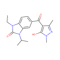 CCn1c(=O)n(C(C)C)c2cc(C(=O)c3c(C)nn(C)c3O)ccc21 ZINC000299854734