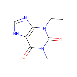 CCn1c(=O)n(C)c(=O)c2[nH]cnc21 ZINC000012405447