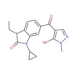 CCn1c(=O)n(C2CC2)c2cc(C(=O)c3cnn(C)c3O)ccc21 ZINC000299869394