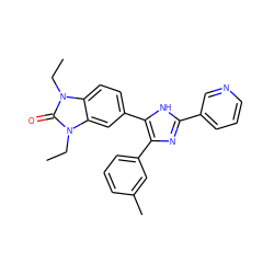 CCn1c(=O)n(CC)c2cc(-c3[nH]c(-c4cccnc4)nc3-c3cccc(C)c3)ccc21 ZINC000014958517