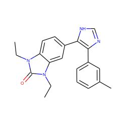 CCn1c(=O)n(CC)c2cc(-c3[nH]cnc3-c3cccc(C)c3)ccc21 ZINC000014958446