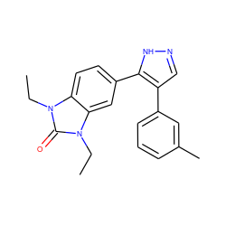 CCn1c(=O)n(CC)c2cc(-c3[nH]ncc3-c3cccc(C)c3)ccc21 ZINC000014958565