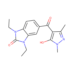 CCn1c(=O)n(CC)c2cc(C(=O)c3c(C)nn(C)c3O)ccc21 ZINC000299861085