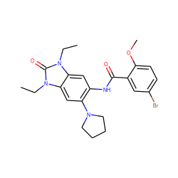 CCn1c(=O)n(CC)c2cc(N3CCCC3)c(NC(=O)c3cc(Br)ccc3OC)cc21 ZINC000015936834