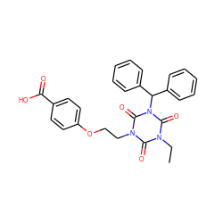 CCn1c(=O)n(CCOc2ccc(C(=O)O)cc2)c(=O)n(C(c2ccccc2)c2ccccc2)c1=O ZINC000036310648