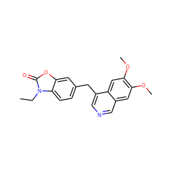 CCn1c(=O)oc2cc(Cc3cncc4cc(OC)c(OC)cc34)ccc21 ZINC000148610579