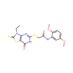 CCn1c(=S)sc2c(=O)[nH]c(SCC(=O)Nc3cc(OC)ccc3OC)nc21 ZINC000015952033