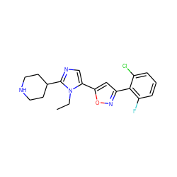 CCn1c(-c2cc(-c3c(F)cccc3Cl)no2)cnc1C1CCNCC1 ZINC000040951803