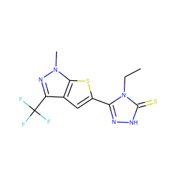 CCn1c(-c2cc3c(C(F)(F)F)nn(C)c3s2)n[nH]c1=S ZINC000005679307