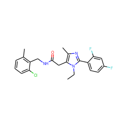 CCn1c(-c2ccc(F)cc2F)nc(C)c1CC(=O)NCc1c(C)cccc1Cl ZINC000072109028