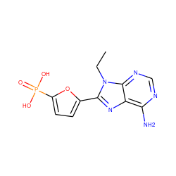 CCn1c(-c2ccc(P(=O)(O)O)o2)nc2c(N)ncnc21 ZINC000040845689