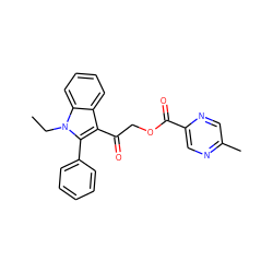 CCn1c(-c2ccccc2)c(C(=O)COC(=O)c2cnc(C)cn2)c2ccccc21 ZINC000005405094