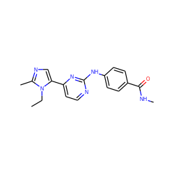 CCn1c(-c2ccnc(Nc3ccc(C(=O)NC)cc3)n2)cnc1C ZINC000042887589