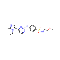 CCn1c(-c2ccnc(Nc3ccc(S(=O)(=O)NCCOC)cc3)n2)cnc1C ZINC000034342204