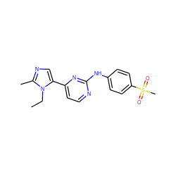 CCn1c(-c2ccnc(Nc3ccc(S(C)(=O)=O)cc3)n2)cnc1C ZINC000040861371