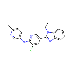 CCn1c(-c2cnc(Nc3ccc(C)nc3)c(Cl)c2)nc2ccccc21 ZINC000066066023