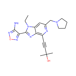 CCn1c(-c2nonc2N)nc2c(C#CC(C)(C)O)nc(CN3CCCC3)cc21 ZINC000049113283