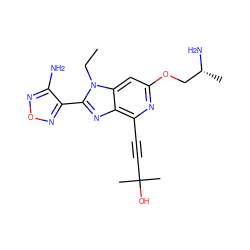 CCn1c(-c2nonc2N)nc2c(C#CC(C)(C)O)nc(OC[C@@H](C)N)cc21 ZINC000049125123