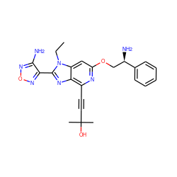 CCn1c(-c2nonc2N)nc2c(C#CC(C)(C)O)nc(OC[C@@H](N)c3ccccc3)cc21 ZINC000049089535