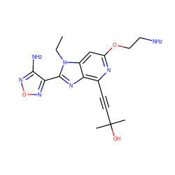 CCn1c(-c2nonc2N)nc2c(C#CC(C)(C)O)nc(OCCN)cc21 ZINC000049089603