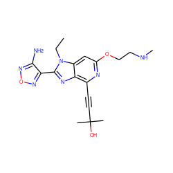 CCn1c(-c2nonc2N)nc2c(C#CC(C)(C)O)nc(OCCNC)cc21 ZINC000049088379