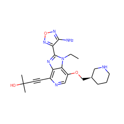 CCn1c(-c2nonc2N)nc2c(C#CC(C)(C)O)ncc(OC[C@@H]3CCCNC3)c21 ZINC000034894468